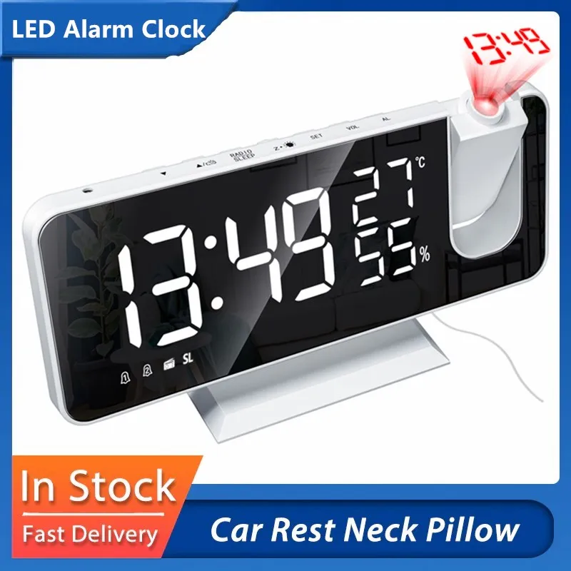 

Digital Alarm Clock Desk Table Clock LED Display Screen Alarm Clocks Temperature And Humidity Projection Function Smart Home