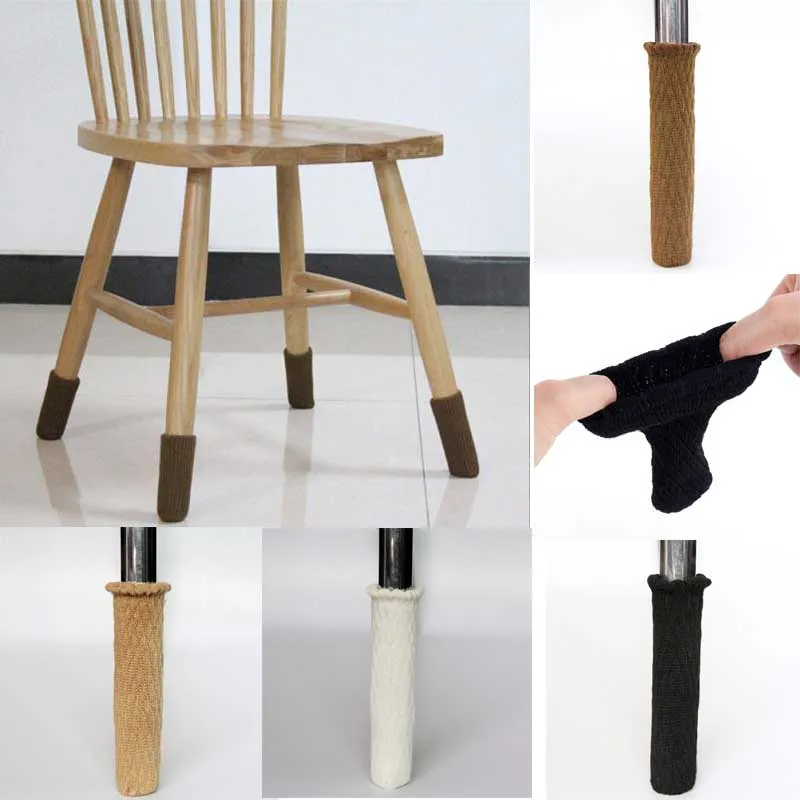 4 шт./компл. однотонные цветные толстые вязаные носки для обеденного стола