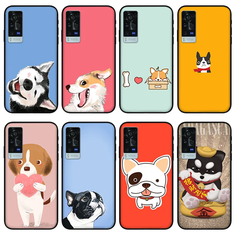 

Cute animal dog Phone case for vivo x60 pro plus x50 s7 s9 x30 x27 s9e, Protective silicone case for vivo iqoo 7 z3 neo 3 5