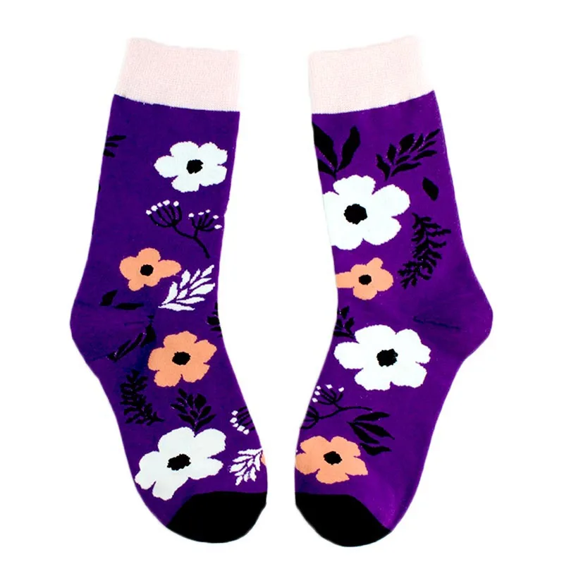 Purple Flowers Четыре пары взрослых носков; модерн - Цвет: Purple Flowers