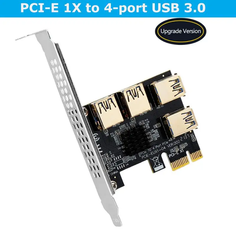 

Upgrade Gold PCI-E To 4 USB 3.0 Adapter 1 Turn 4 PCI-Express Slot 1x To16x USB3.0 Special Riser Card Extender PCIe Converter