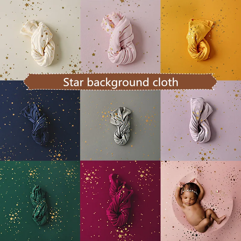 Аксессуары для фотосъемки новорожденных, стрейчевый тканевый фон с изображением звезд, одеяло со звездами, подушка в виде Луны для фотосессии
