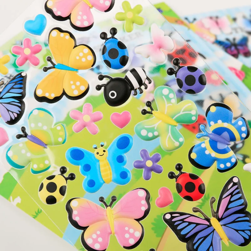 2pc butterfly insect bubble cartoon foam pvc decor diy scrapbook diary cell phone nail stick office school supplies stationery free global shipping
