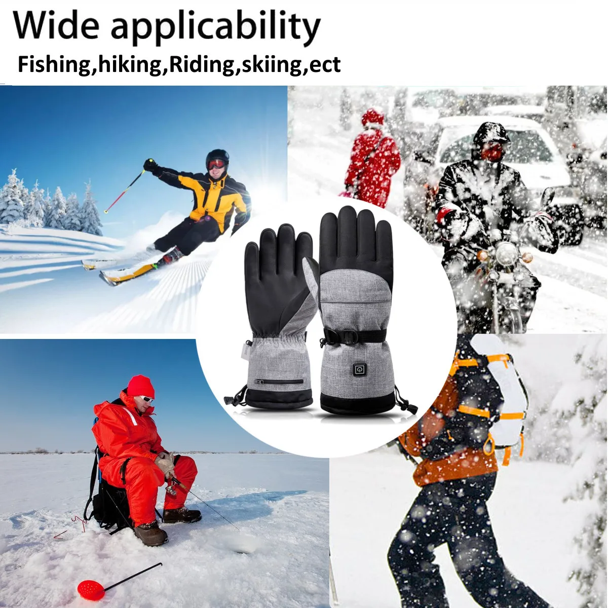 

Winter Hand 3 Level Warmer Electric Thermal Heated Gloves Waterproof Battery Powered Motorcycle Hiking Racing Skiing Men Women