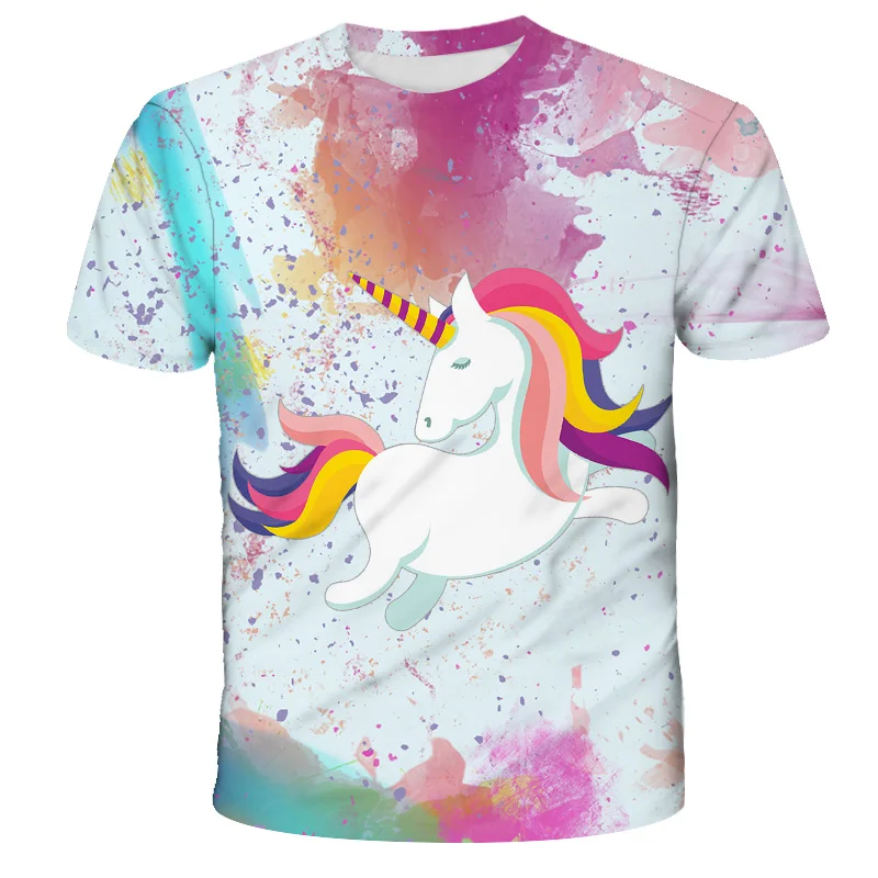 

girls clothes 4 to 14 yrs new super zings Unicorn color lead painting tshirt print Girls tshirt Polyester unicornio for girls