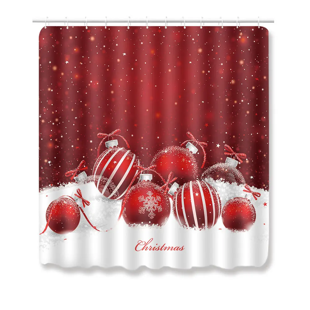 

Zeegle Christmas Shower Curtain Anti Slip Toilet Pedestal Rug Flannel Foot Mat Waterproof Bathroom Curtain Washable Toilet Set