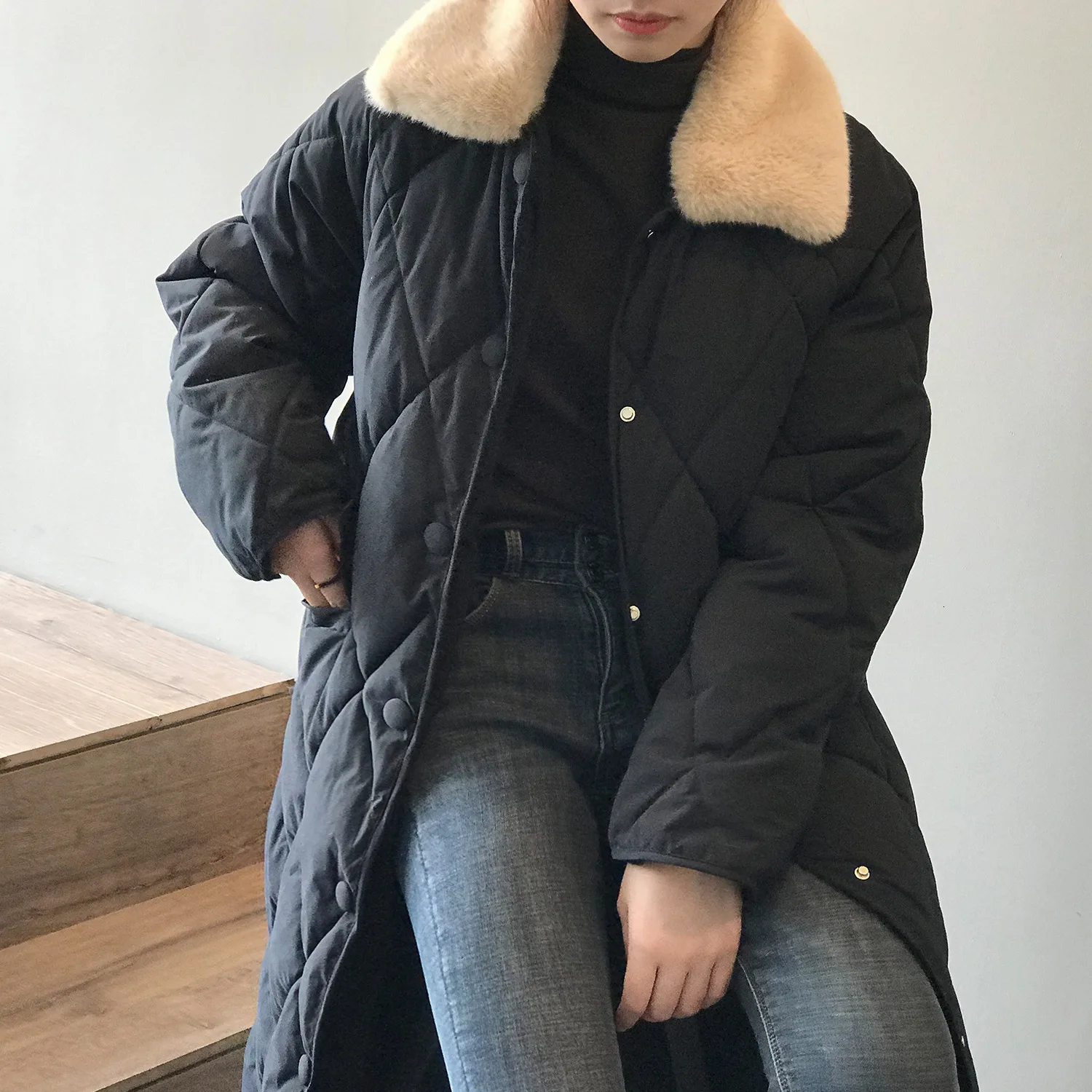 Mooirue осень зима уличная куртка пальто Femme длинная хлопковая стеганая одежда со стразами свободная пуховая хлопковая свободная парка