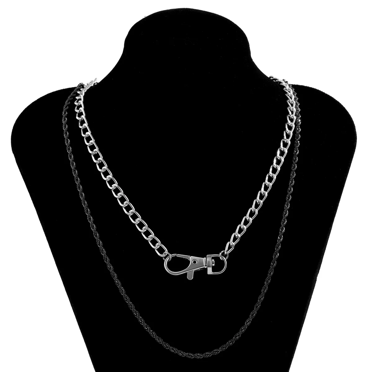 

IngeSight.Z Multi Layered Black Color Twisted Metal Rope Chain Choker Necklace Goth Gothic Miami Curb Long Necklaces Men Jewelry