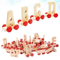 28pcs kids alphabet train toy preschool educational toys english letters wooden learning chips toy for children toddlers