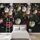 Пользовательские фотообои Papel де Parede 3D настенная живопись ретро черные цветочные обои для гостиной спальни обои домашний декор