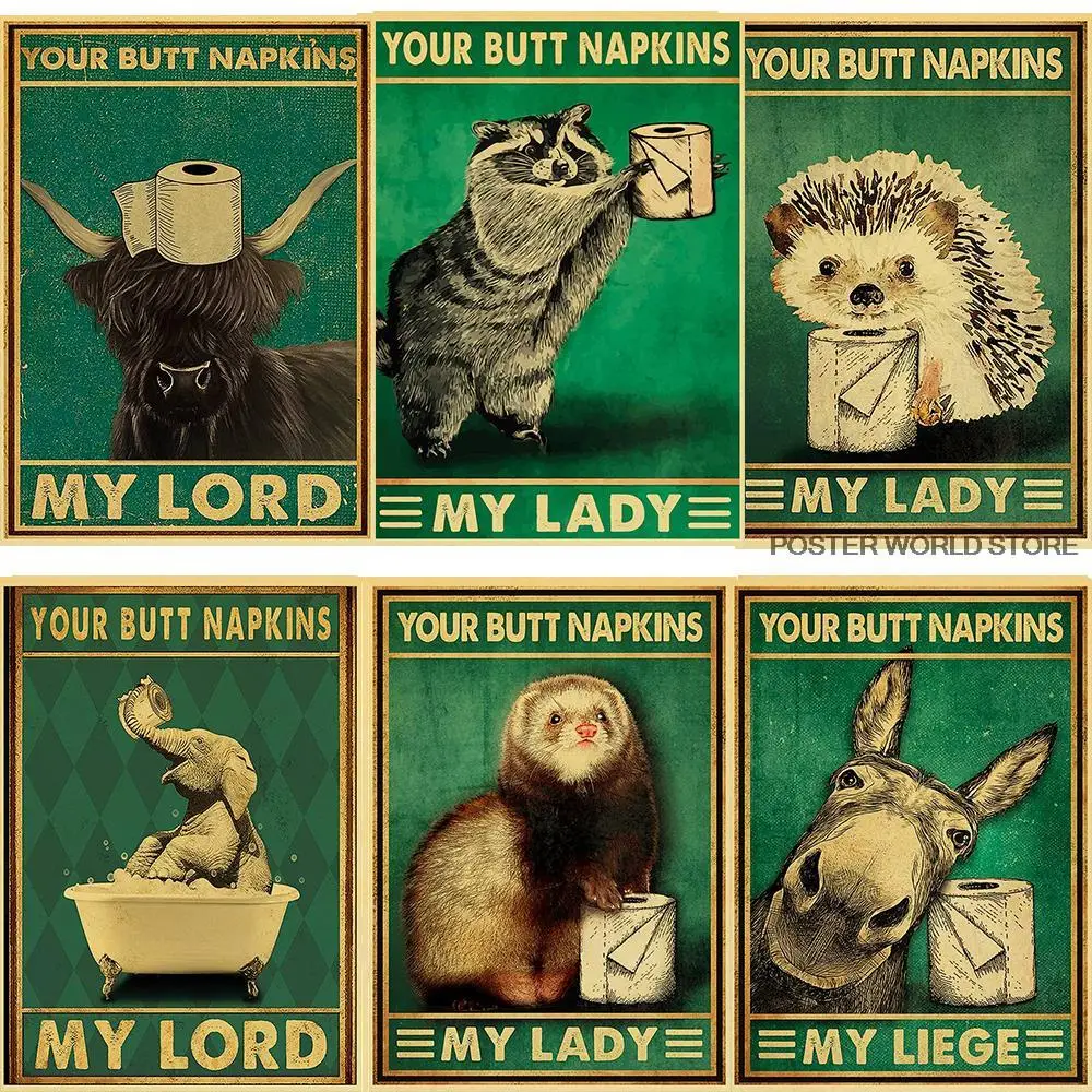 Забавная туалетная бумага Ретро плакат ваши ягодицы салфетки мой Властелин/леди