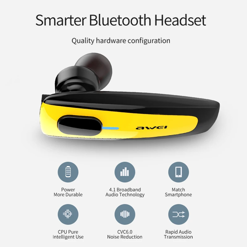 AWEI N3 беспроводные bluetooth наушники беспроводная бизнес гарнитура с микрофоном
