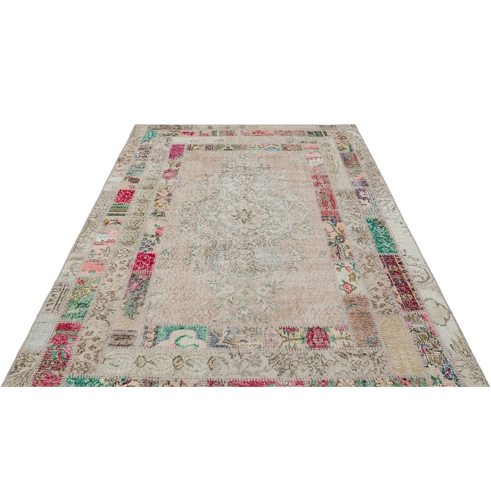 

Patchwork Dining Room Rug Office Rug Handmade Carpet Beige Kilim Rug, Real Patchwork hhp112