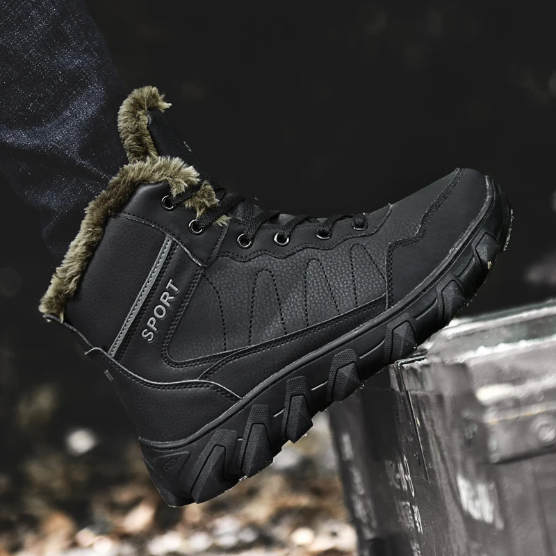 

Mens Shoes Genuine Leather Vintage Lace Up Gents Shoes Classic Warm Winter Outdoor Shoes Ankle Boots Casual With Fur Botas Men