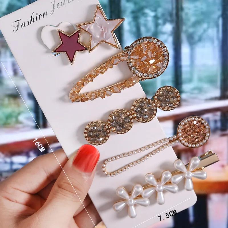 

1 Set Korea Pearl Imitation Beads Hair Clip For Women Girls Elegant Hairpins Snap Barrettes Acrylic Hairgrips Hair Accessories