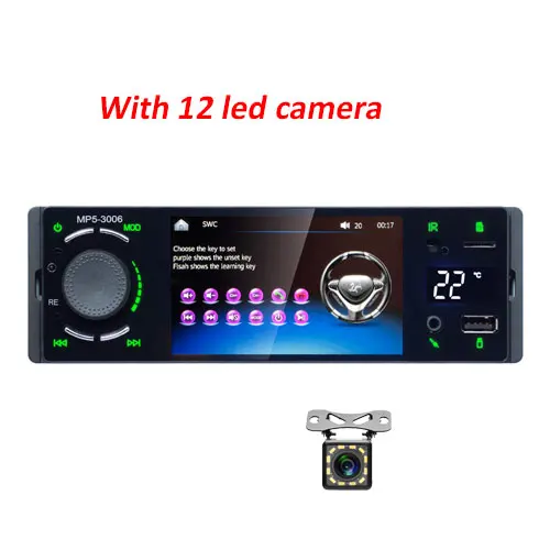 with 12 led camera Camecho 1 din Авторадио Автомагнитола 4," сенсорный экран авто аудио Bluetooth стерео FM Aux-IN вход 1DIN MP5 мультимедийный плеер - Цвет: with 12 led camera