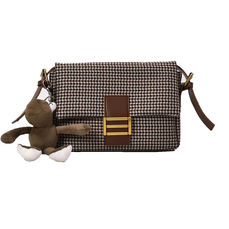 

Women Lattice Shoulder Crossbody Bag Fashion Temperament Small Square Package Chic Portable Clutch Tide