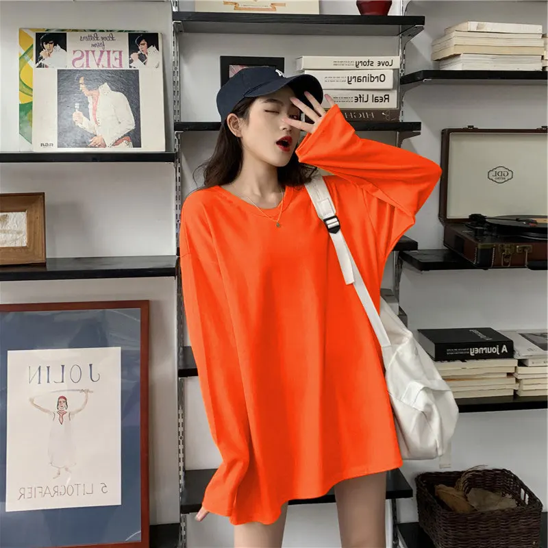 Женская футболка с круглым вырезом длинным рукавом | одежда