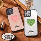Персонализированный зеркальный чехол с именем для iPhone 11, 12, 13 Pro Max, женский милый чехол для iPhone 7, 8 Plus, X, XS, XR, чехол для телефона с именем под заказ в виде сердца