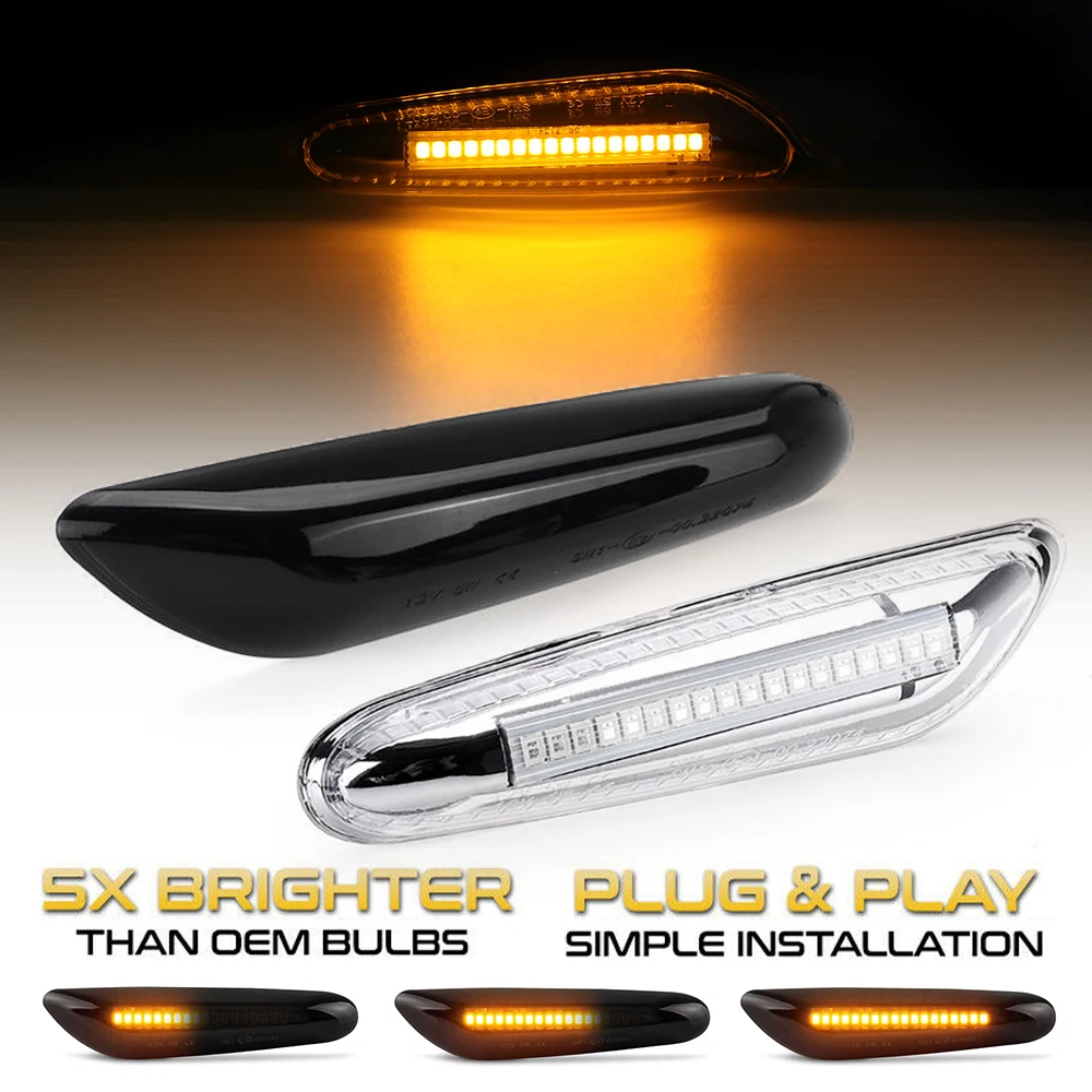 

Последовательный мигающий светодиодный указатель поворота, 2 шт., боковые габаритные огни для BMW E46, E90, E60, E92, E91, E61, E93, X3, E83, E82, X1, E84, E88