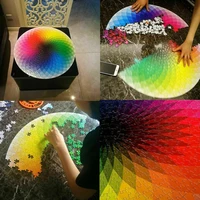 rainbow puzzles 1000 pieces round gradient rainbow kids toys educational gift and jigsaw for adults paper jigsaw puzzles u8r0