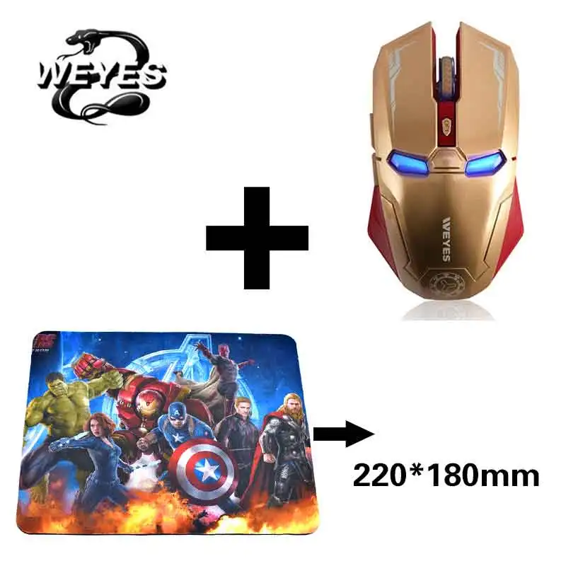 Gold with mouse pad Mause, беспроводная мышь, 3d Мини, Новое поступление, Топ Мода, рекомендуемый Железный человек, Беспроводная игровая мышь для геймера, компьютерные мыши - Цвет: Gold with mouse pad