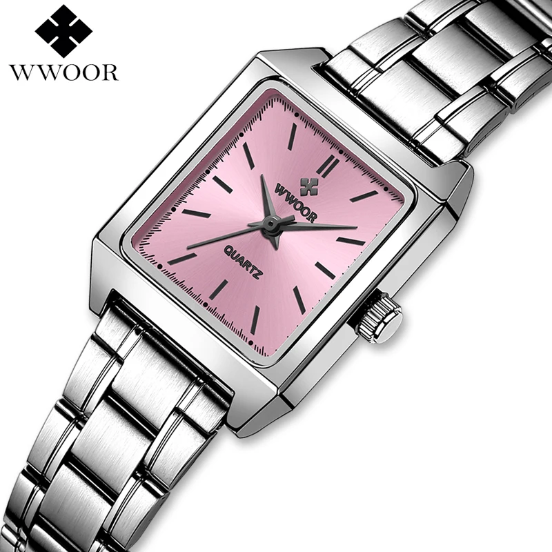 Часы WWOOR женские кварцевые прямоугольные люксовые брендовые маленькие наручные