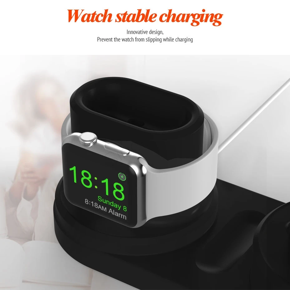 4 в 1 для iWatch зарядное устройство подставка держатель Iphone X/8 Plus/7/6/SE силиконовая