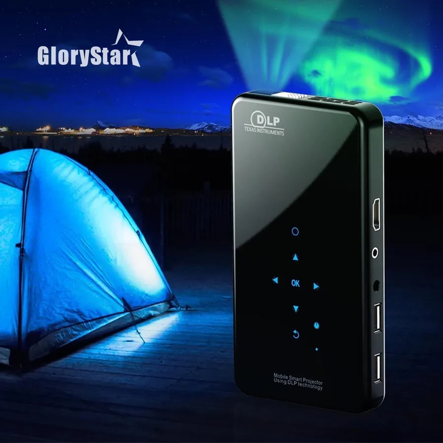 

Проектор GloryStar Mini X2 PhoneSize Hd Ac3 Android Wifi Dlp Smart Проектор Beamer Bluetooth батарея Встроенный Airplay Miracast