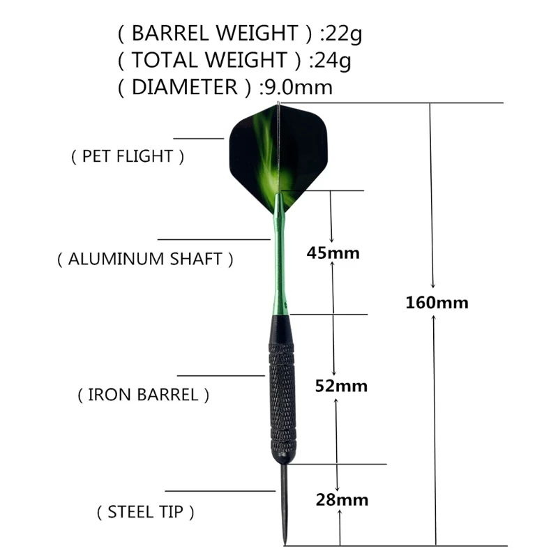 

OOTDTY 12pcs Professional Darts Steel Tips Aluminum Shafts PET Flight for Electronic Dartboard Outdoor Indoor Games