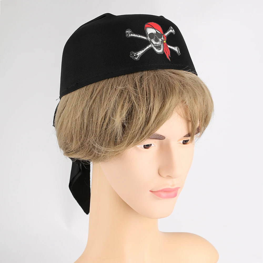 Шляпа Карибского пирата с красным капюшоном шапка-шарф черепом аксессуары для