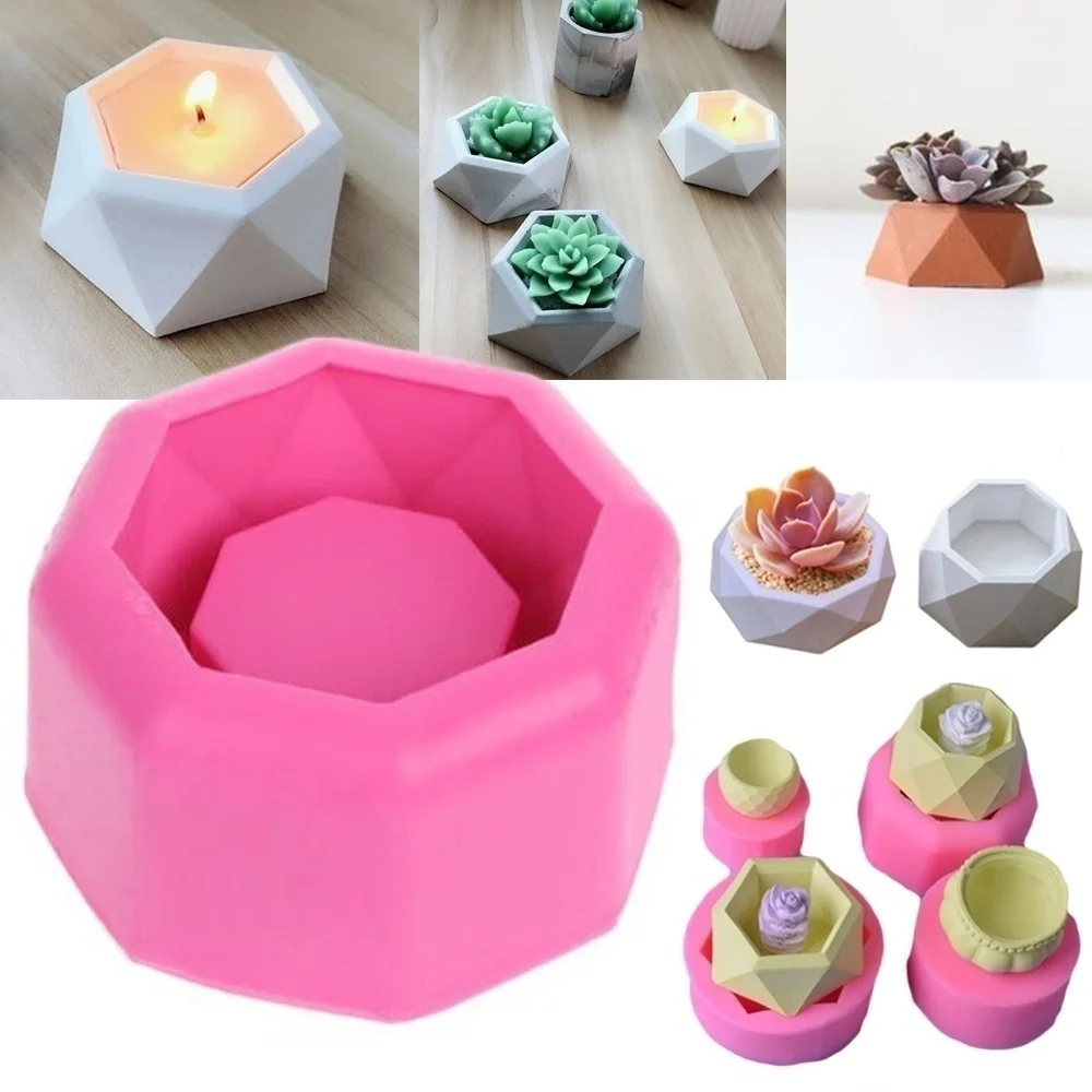 

3D Succulent Plant Flower Pot Silicone Mold Gypsum Cement Mini Flower Bonsai DIY Ashtray Candle Holder Silicone Soap Mold