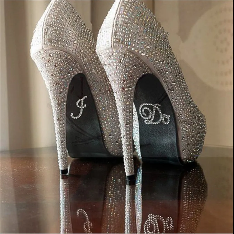 1 шт. Жених невесты белого обувь расшитая стразами наклейки свадебные украшения