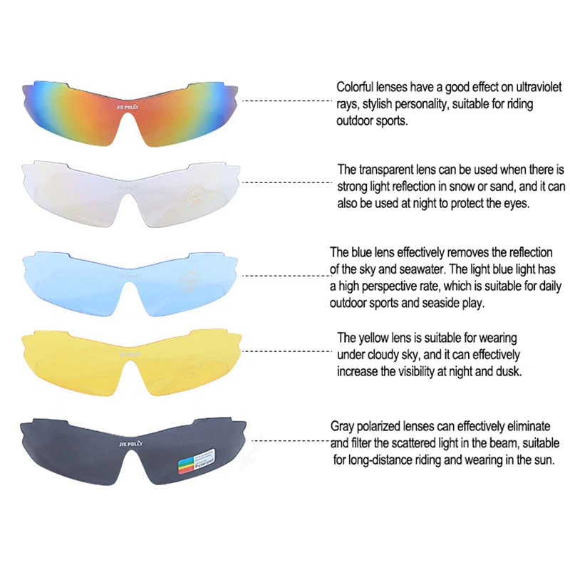 Polarized Sport Men Sunglasses Road Mountain Bike Glasses For Bicycle Goggles Protection Eyewear Set With 5 Lens+Case gafas mtb