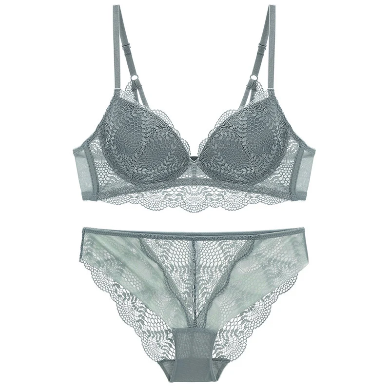 

TEEVANCCE New Women's underwear Set Lace Sexy Push-up Bra And Panty Sets Comfortable Brassiere Adjustable Gathered Lingerie