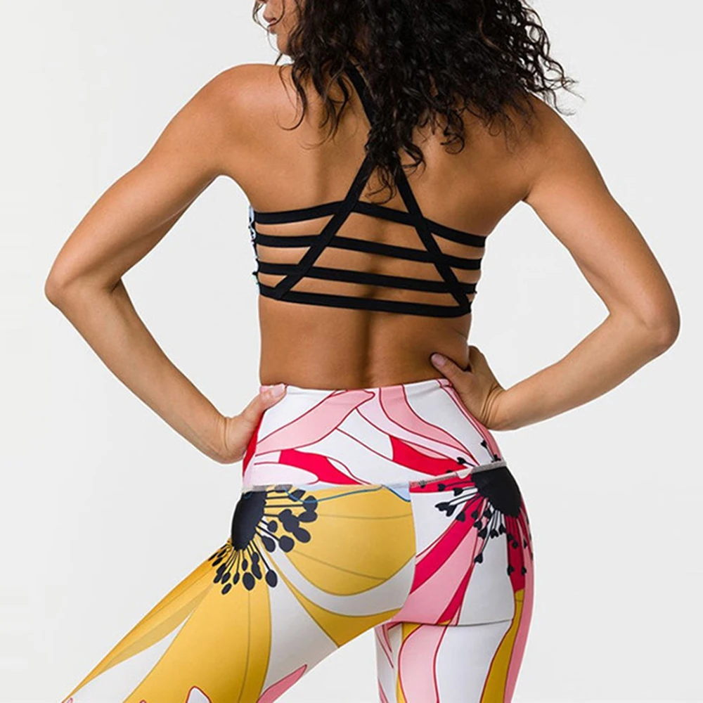 Комплекты для йоги женская спортивная одежда спортивный костюм женщин с принтом