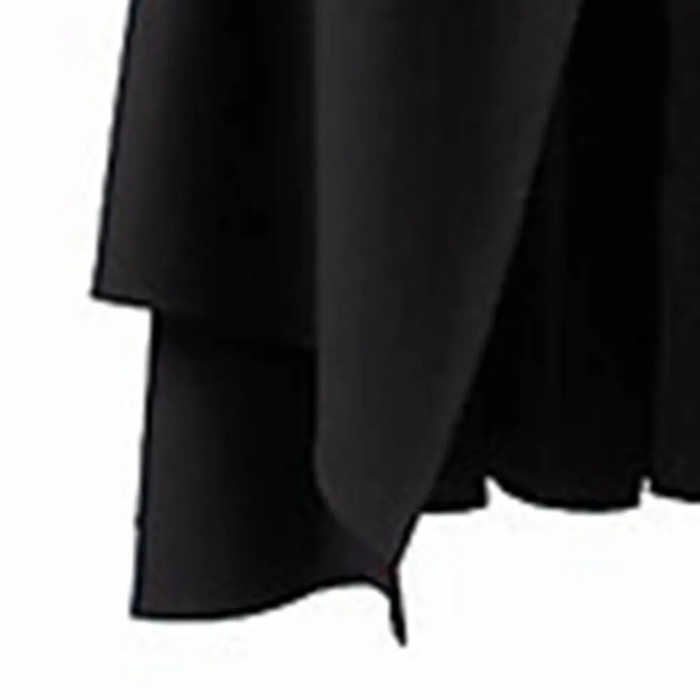 

Women Skirt Spring 2021 Gothic Lace Up Fashion Lolita Style Solid Black Elegant Asymmetric Hem High Waist Ladies Midi Skirts