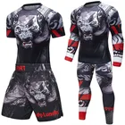 Мужские спортивные футболки и штаны для джиу-джитсу Rashguard, футболка для фитнеса UCF BJJ, комплект для бокса, спортивная одежда для спортзала, боксея