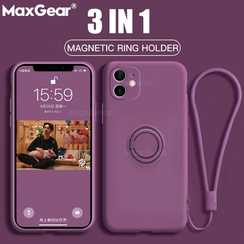 

Original Silicone Magnetic Ring Holder Case For iPhone 11 Pro XS max XR XS X 8 7 6s 6 Plus Soft Car Stand Finger Bracket Cover