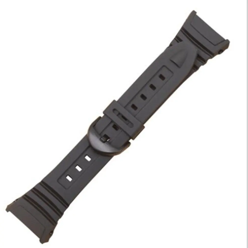 Silicone Watch Band Stainless Steel Pin Buckle Replacement Watchband for Casio W-96H Men Strap Watchband Bracelets Only Black