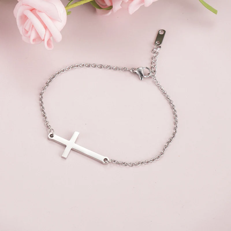 ZPAMS трендовые браслеты из нержавеющей стали для женщин Крест Золотой браслет