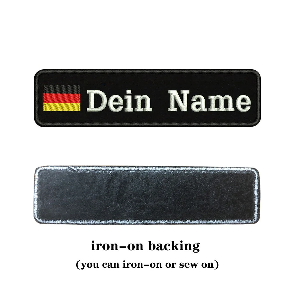 white-iron on На заказ Вышивка Флаг Германии имя или заплатка с текстом 10 см* 2,5 см значок Утюг на или липучке Подложка для одежды брюки рюкзак шляпа - Цвет: white-iron on