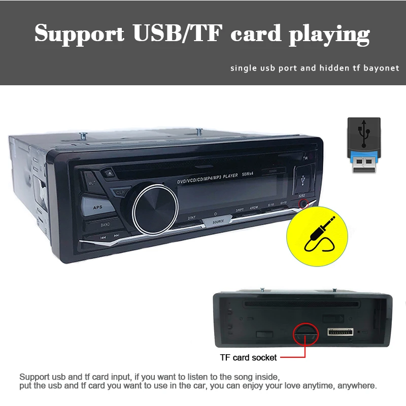 Автомобильный MP3-плеер Bluetooth FM AUX IN USB SD-карта аудио плеер с дистанционным
