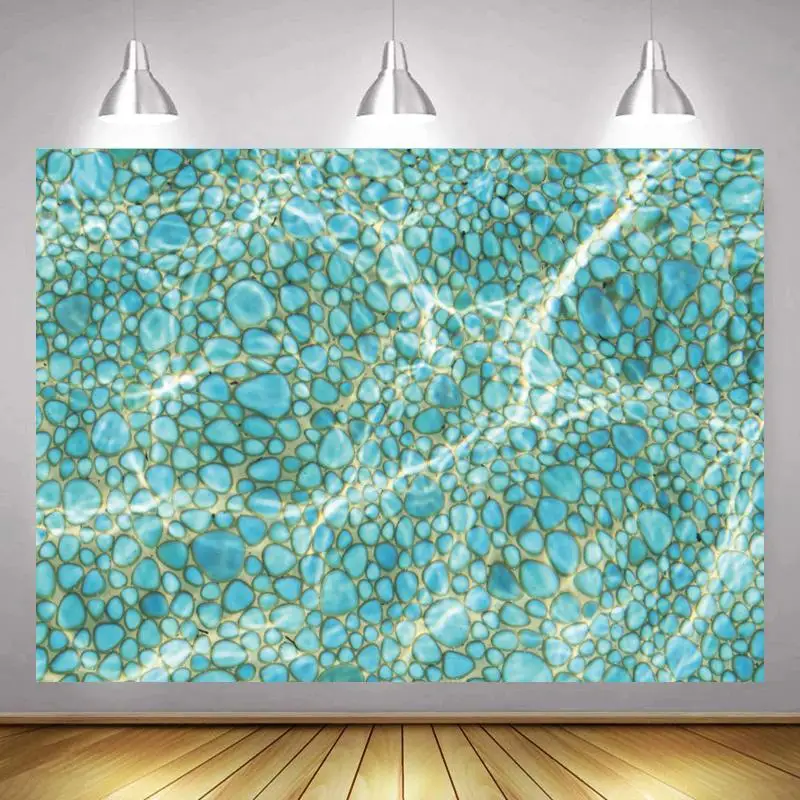 

Crystal Clear Pool Water Cobblestone Under Photo Background Newborn Baby Shower Kids Portrait Summer Backdrop Photography