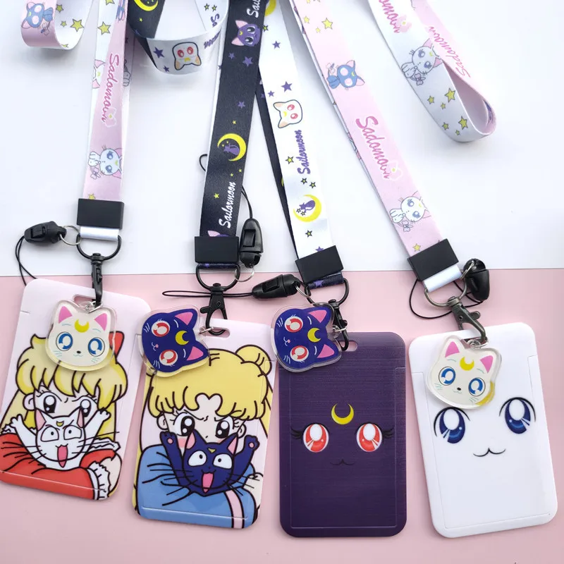 Аниме Kawaii мультфильм Луна кошка Ремешок для браслета Кредитная карта ID держатель