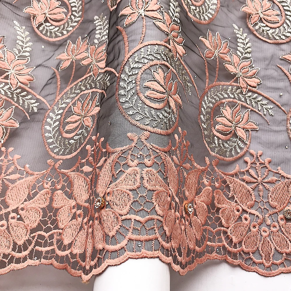

5 Yards Swiss Guipure Lace Fabric Peach African Lace Fabric 2021 High Quality Lace Dubai Fabric Lace Material for Wedding Dress