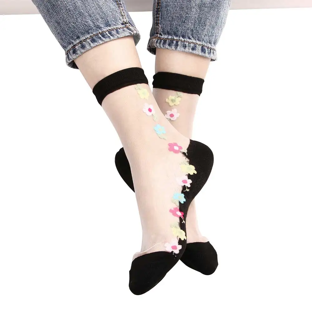 1 пара женские кружевные носки прозрачные эластичные сетчатые короткие тонкие с