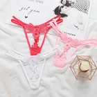Соблазнительное женское кружевное белье с жемчугом и заниженной талией, стринги, нижнее белье, трусики с вышивкой, женские трусики с Т-образной спинкой