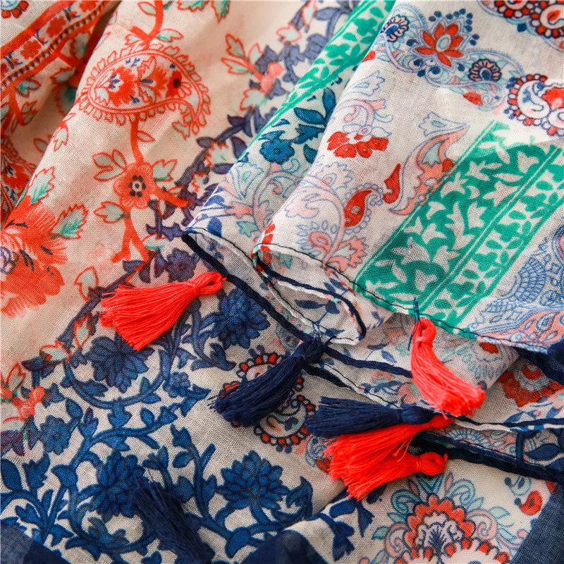 

New Women Autumn Cotton Viscose Tassel Shawl Long Pashmina Wrap Sun Protection Summer Soft Shawl 180*90cm