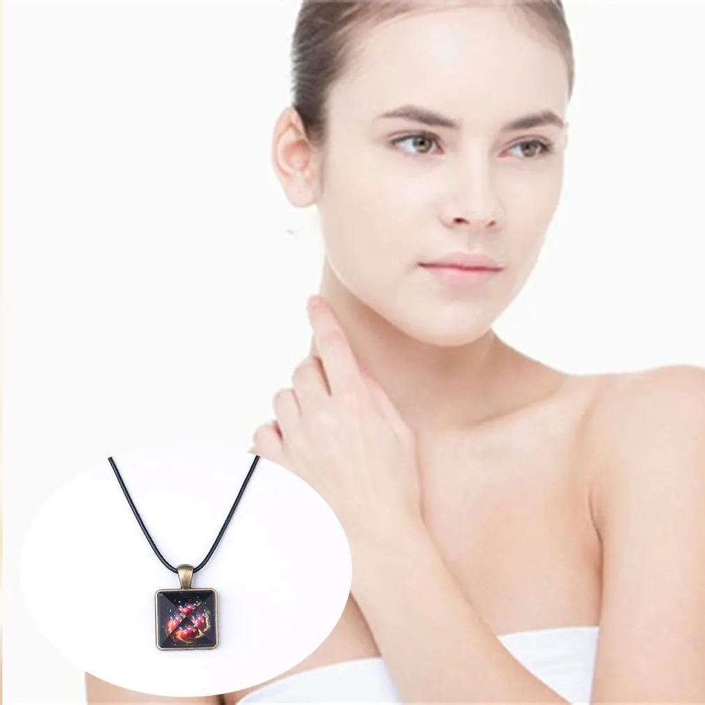 Luminous Star Series Necklace Crystal Pyramid Triangle Geometric Pendant Galaxy Dust Starry Night Glow in the Darkness Chic | Украшения и